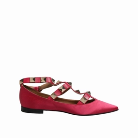 Leather Women's Flat Shoes Prosperine Red Gold Studded Pointed Toe Ballet Flats Shoes