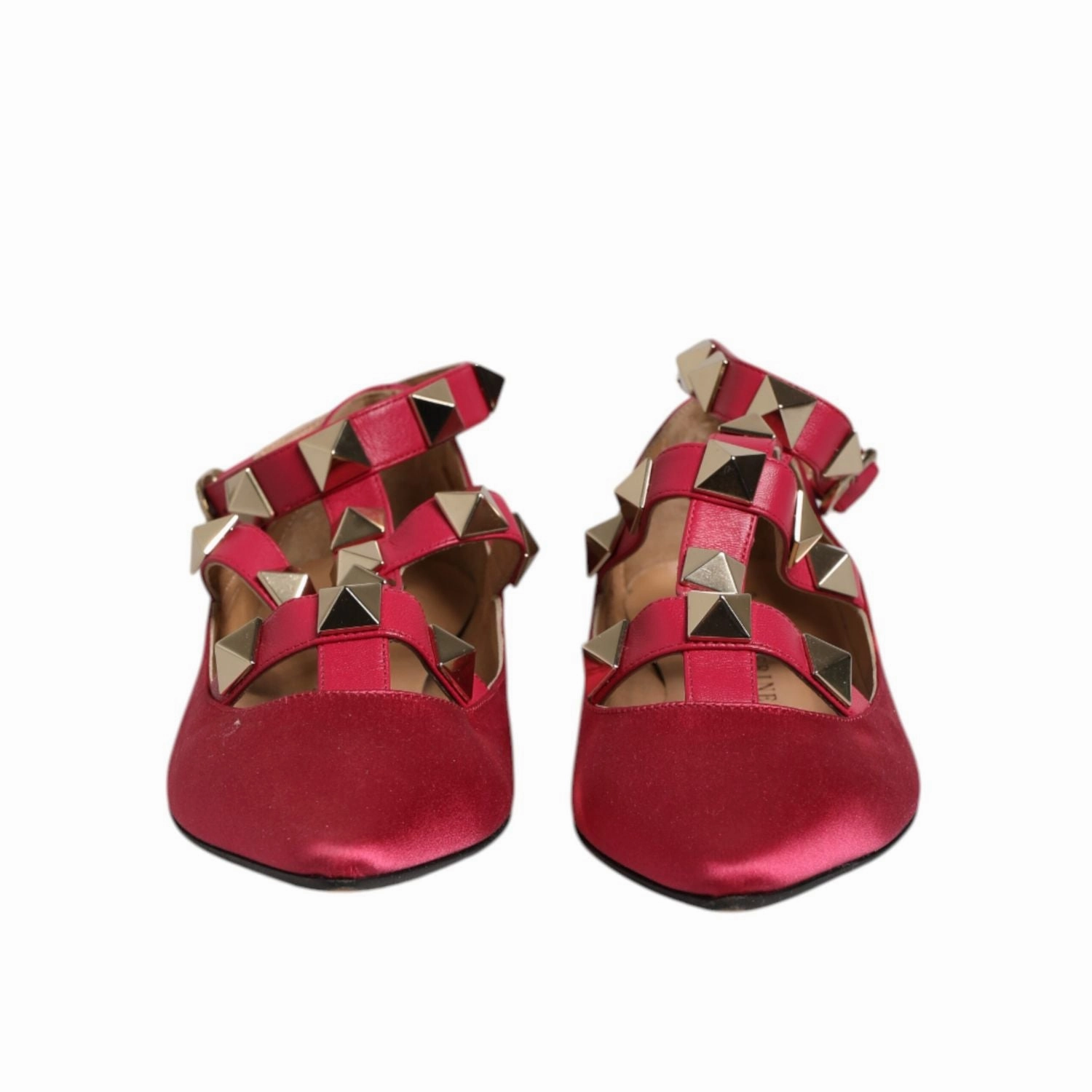 Cheap Gold Flat Shoes Prosperine Red Gold Studded Pointed Toe Ballet Flats Shoes