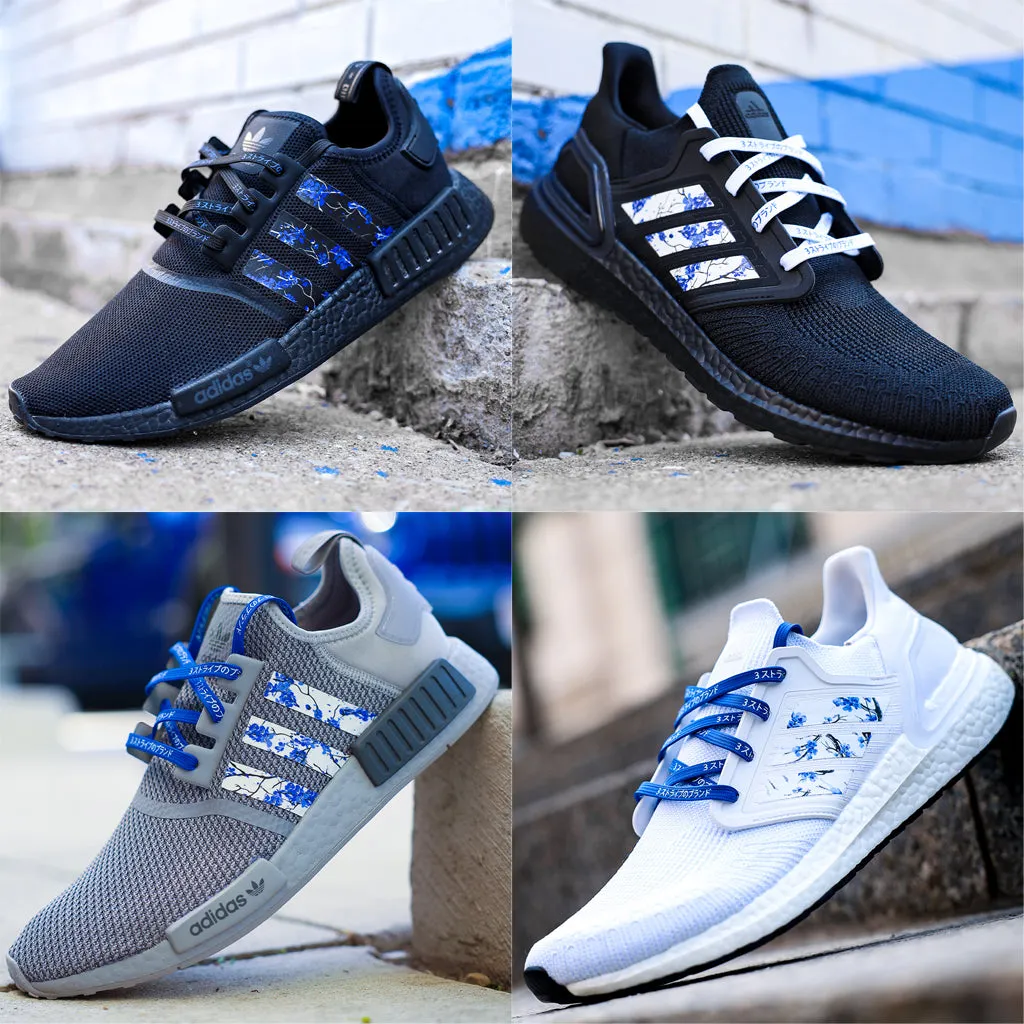Black/Blue Sakura Stripes for Ultra Boost Adidas Preschool Shoes