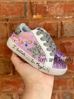 Purple with glitter star slip on sneaker Stability Sneakers