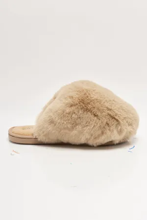 Free People Snowball Slipper in Taupe Fluffy Cow Slippers