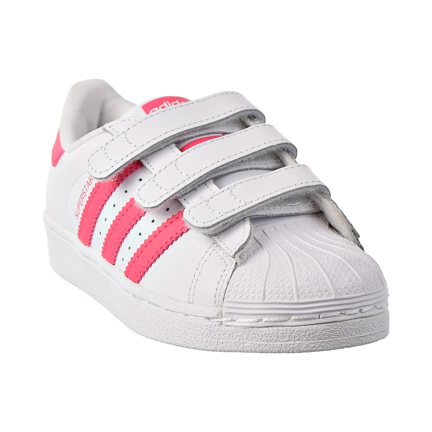 Adidas Superstar CF C Little Kids Shoes Footwear White/Real Pink/Real Pink Composite Toe Safety Sneakers