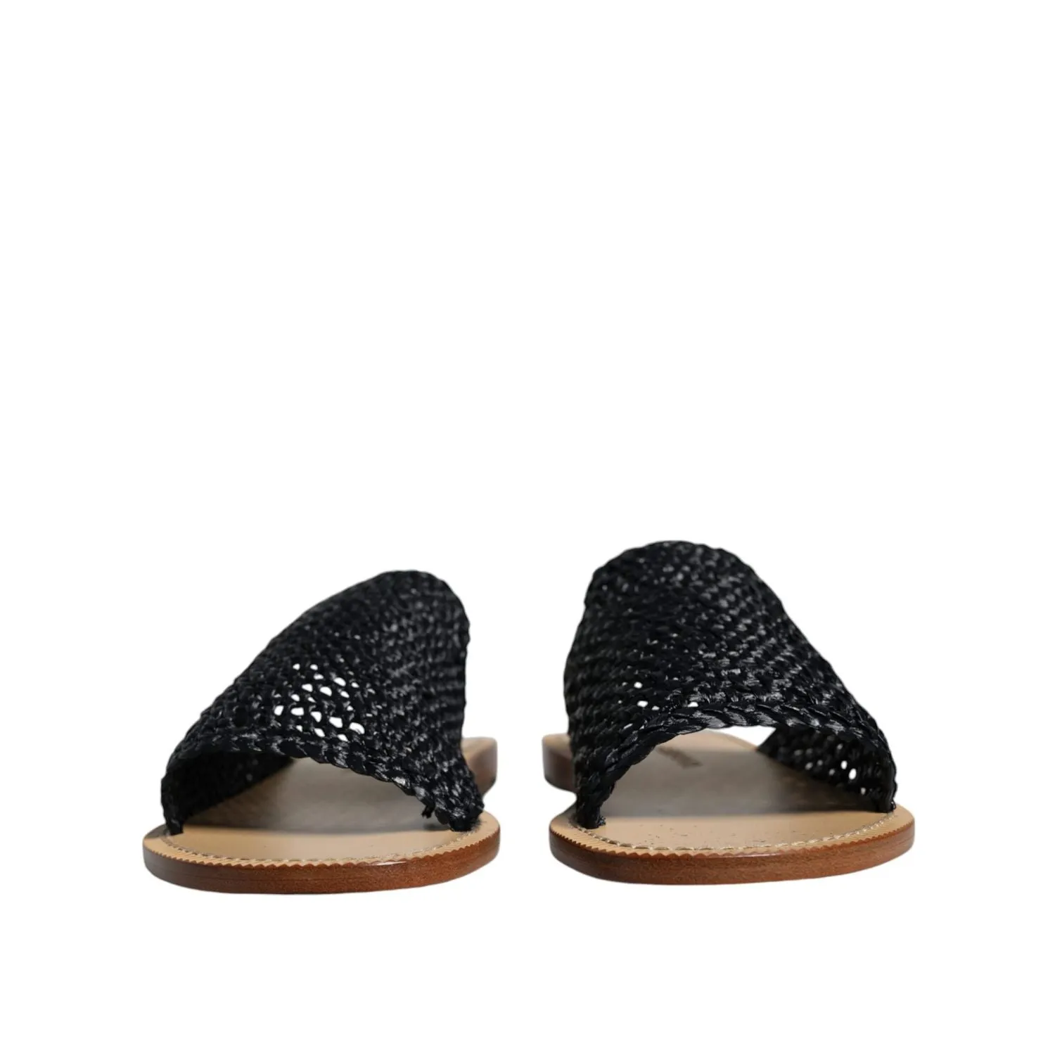 Eastland Sandals Dolce & Gabbana Black Monochrome Braided Raffia Slides Shoes