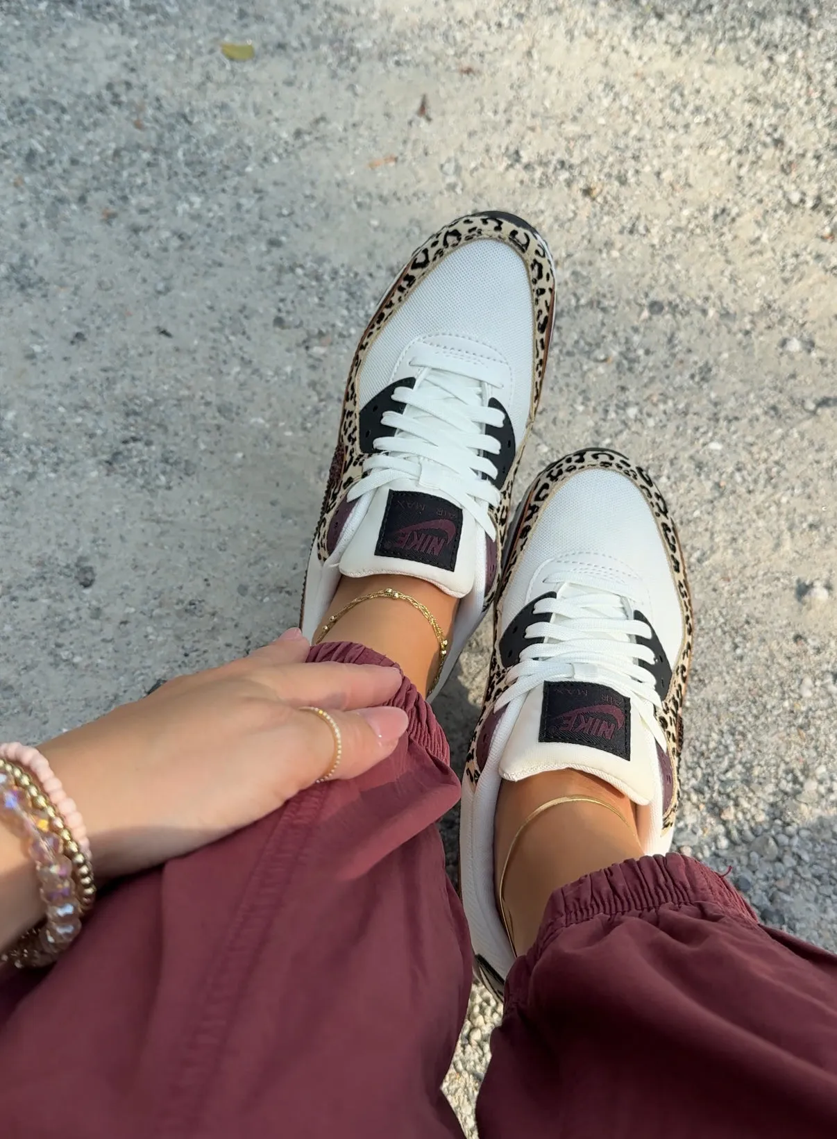 RARE Fall Leopard Animal Print Swarovski Womens Nike Air Max 90 Running Adidas Sports Shoes