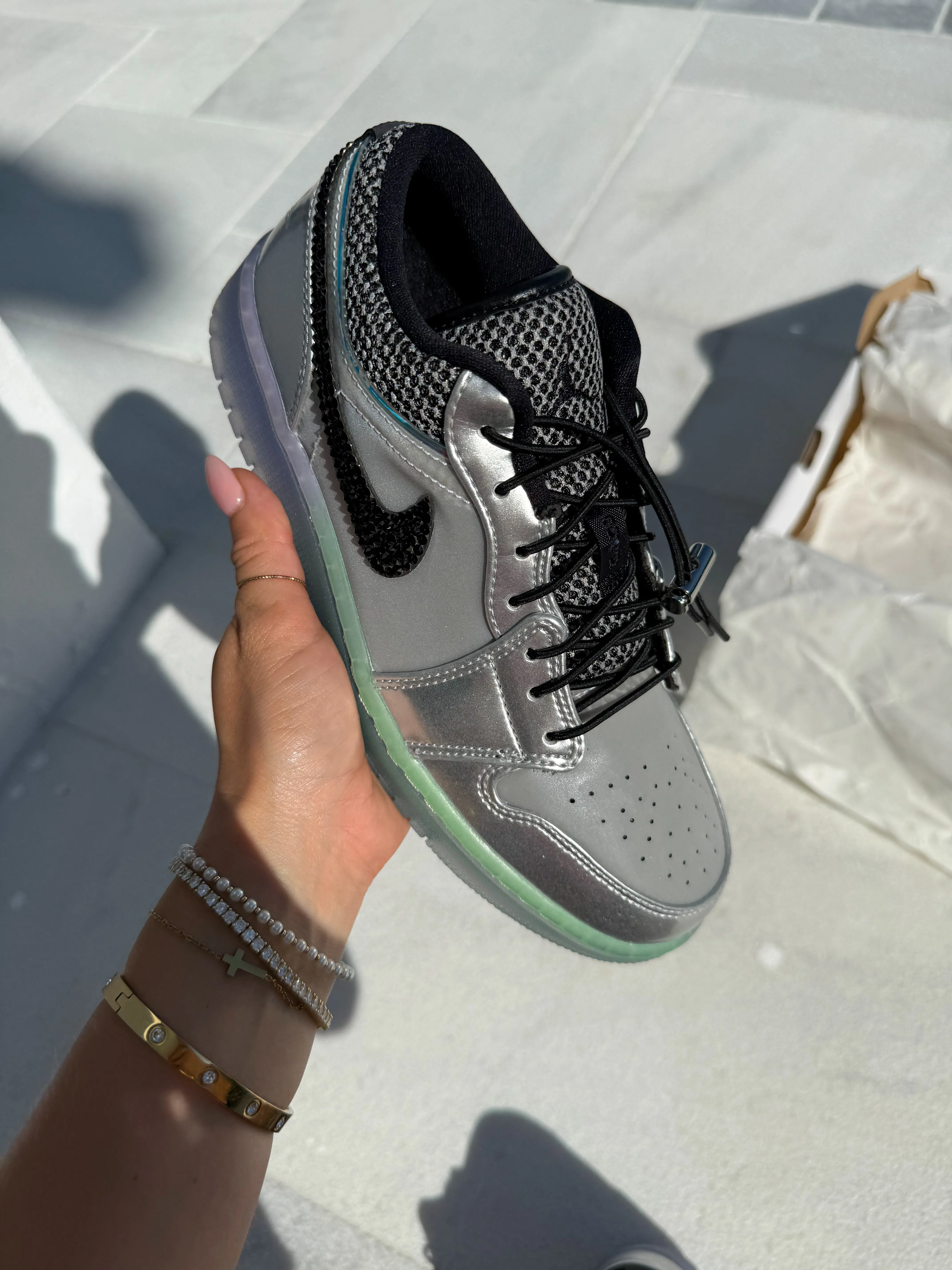 RARE Mermaid Swarovski Womens Air Jordan Retro 1 Low Shoes Adidas Adizero Adios Pro 3 Running Shoes