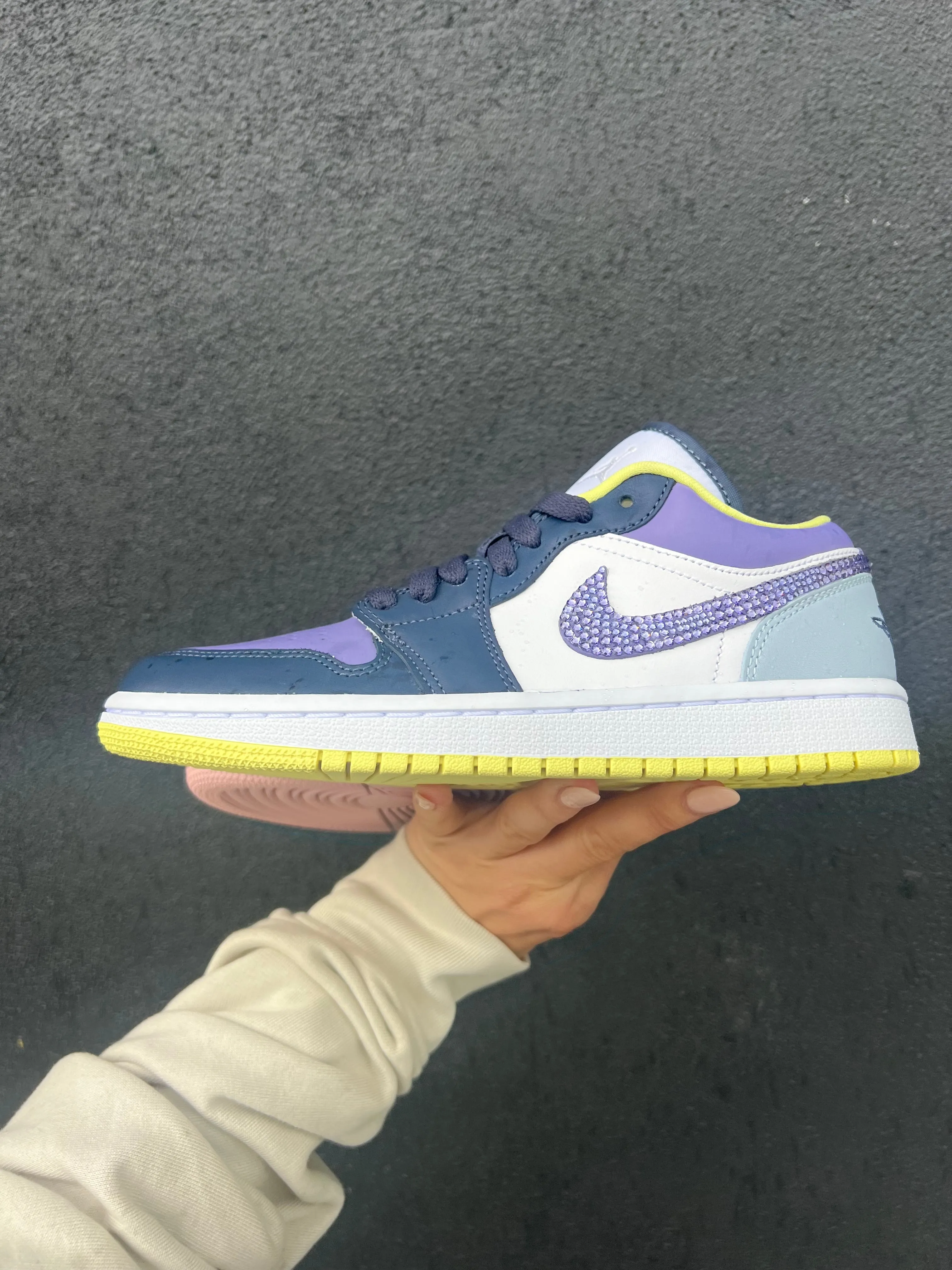 RARE Mismatch Swarovski Womens Air Jordan Retro 1 Low Shoes Adidas Cloud Foam Tennis Shoes