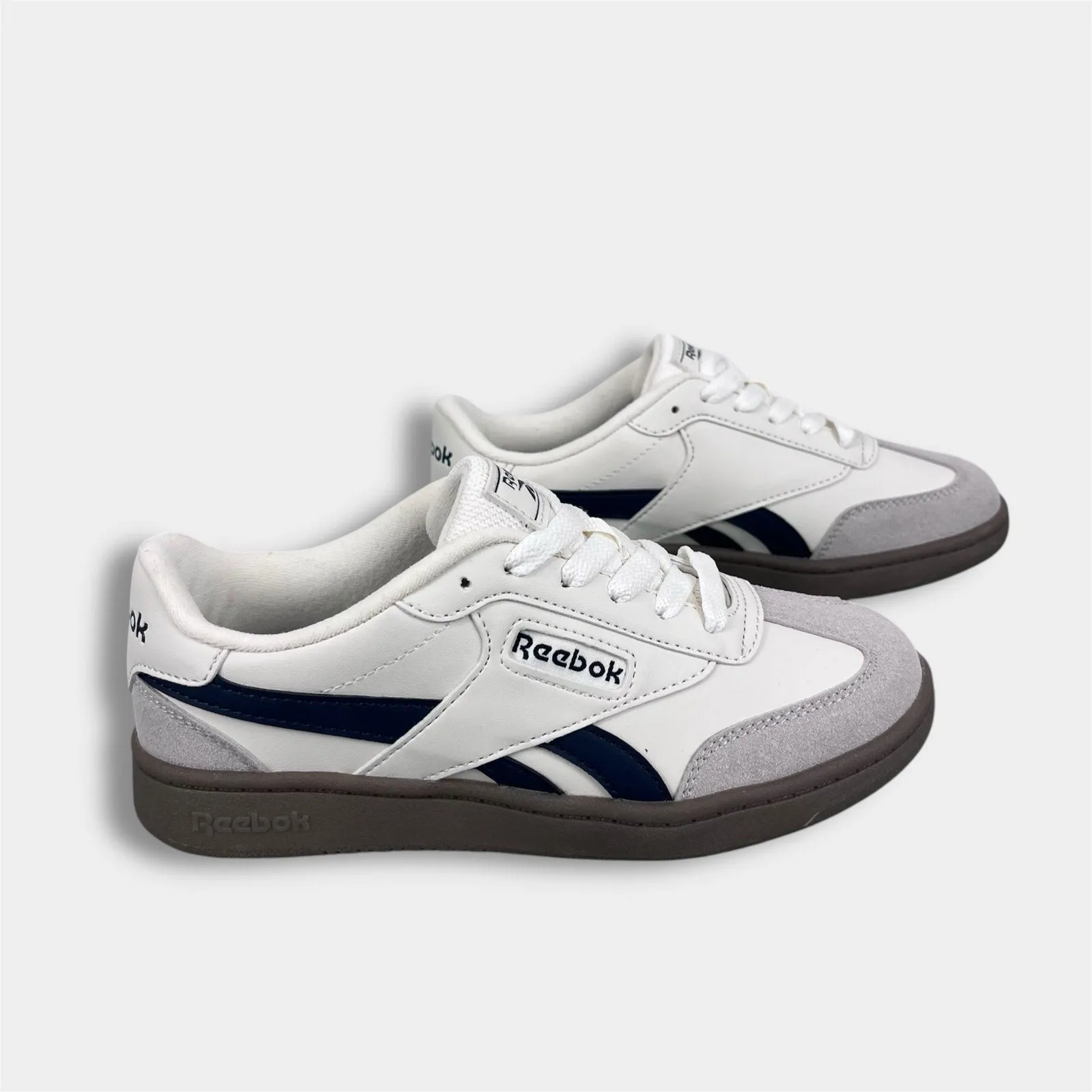 Reebok Kids Forte Lounger Sneakers White Navy Gray 2 NWOT Prince Sneakers