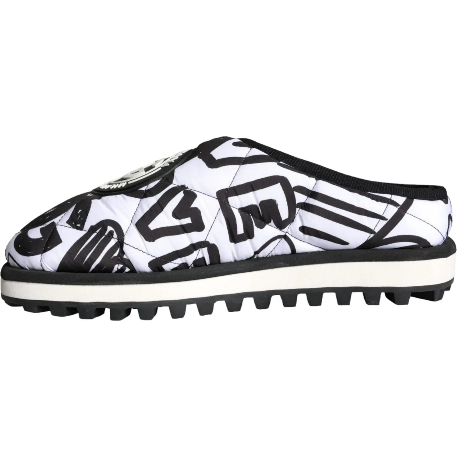 Dolce & Gabbana Black White Quilted Logo Sandals Slides Shoes Fisherman Jelly Sandals