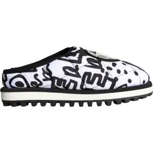 Dress Sandals Dolce & Gabbana Black White Quilted Logo Sandals Slides Shoes