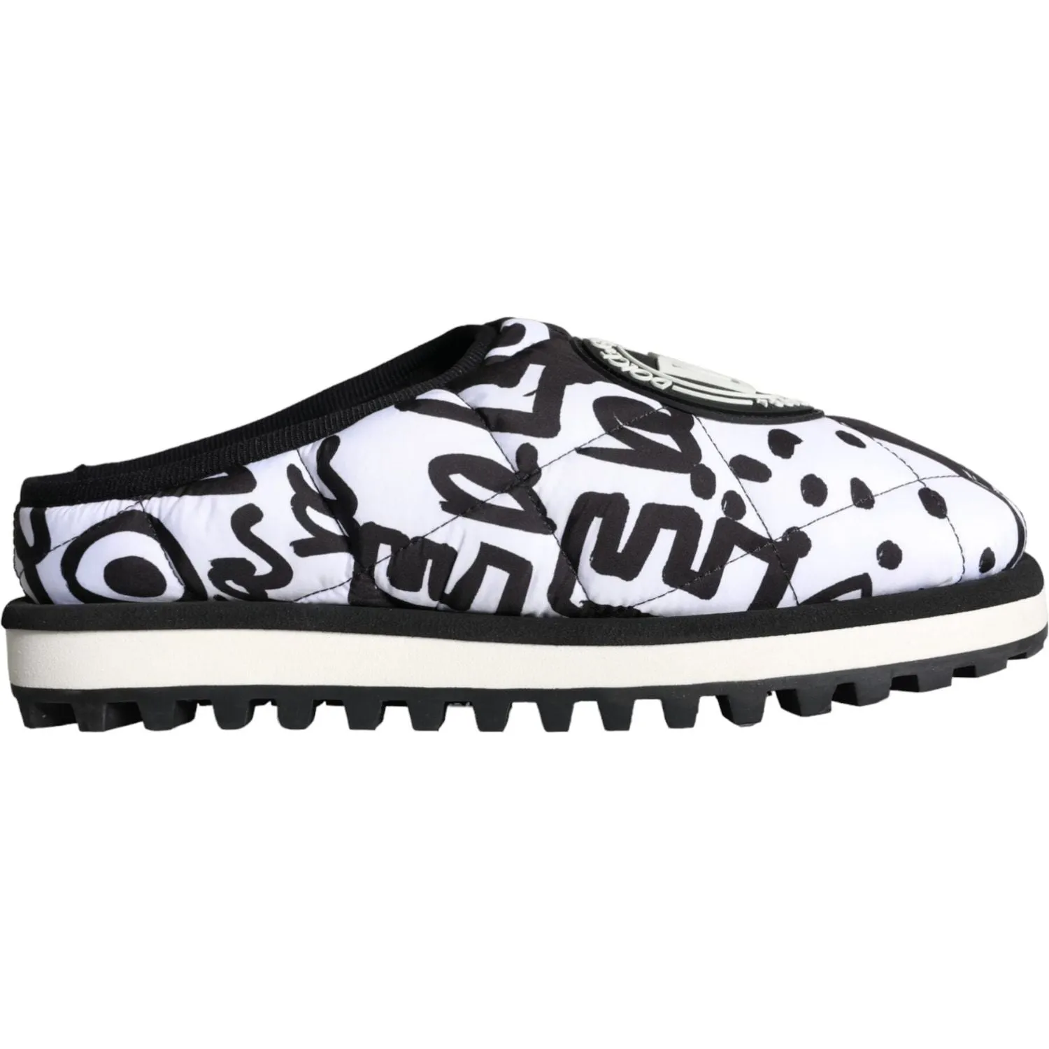 Gdefy Sandals Dolce & Gabbana Black White Quilted Logo Sandals Slides Shoes