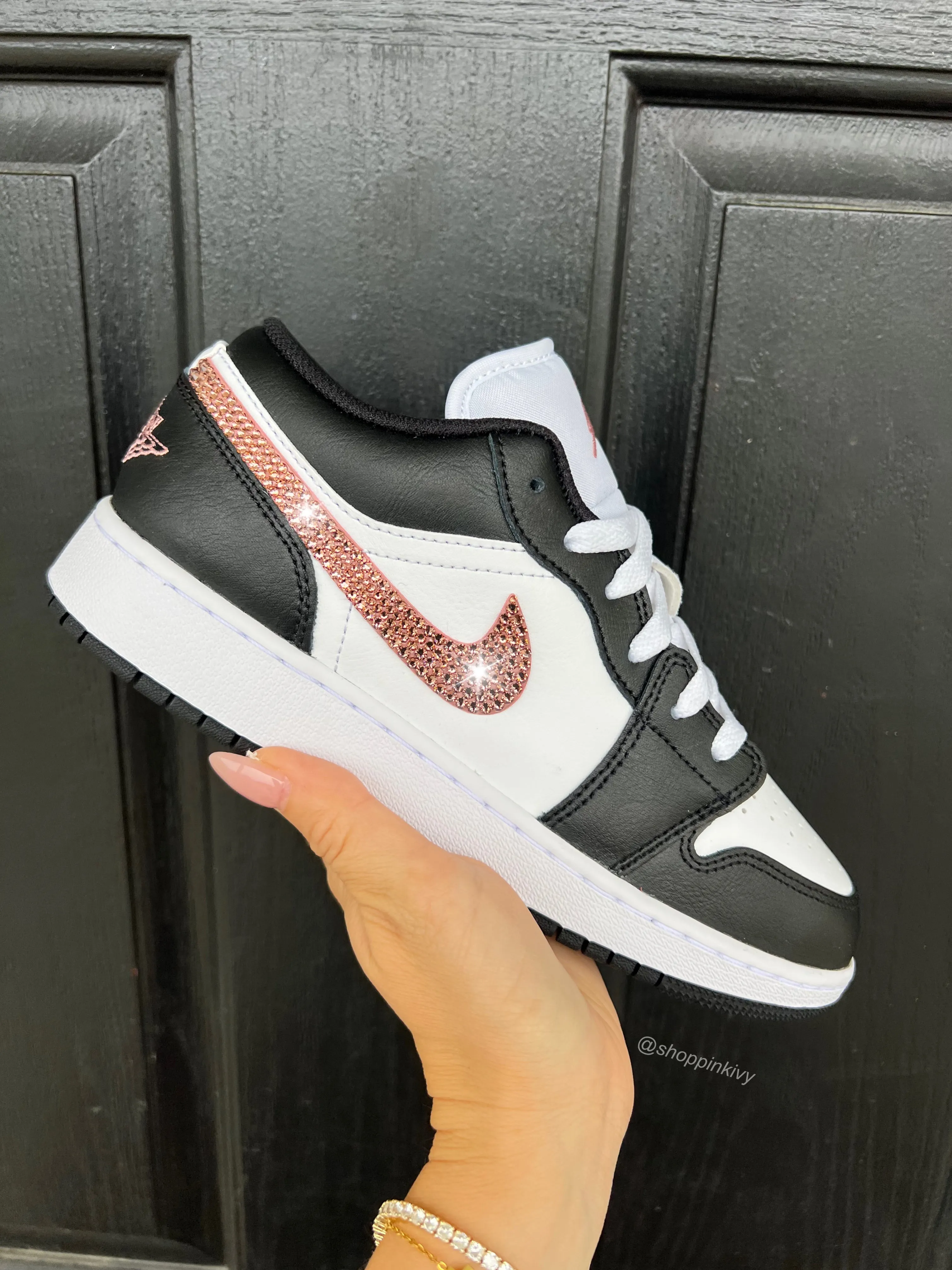 Black White Blush Swarovski Womens Air Jordan 1 Low Shoes Adidas Deadpool And Wolverine Shoes