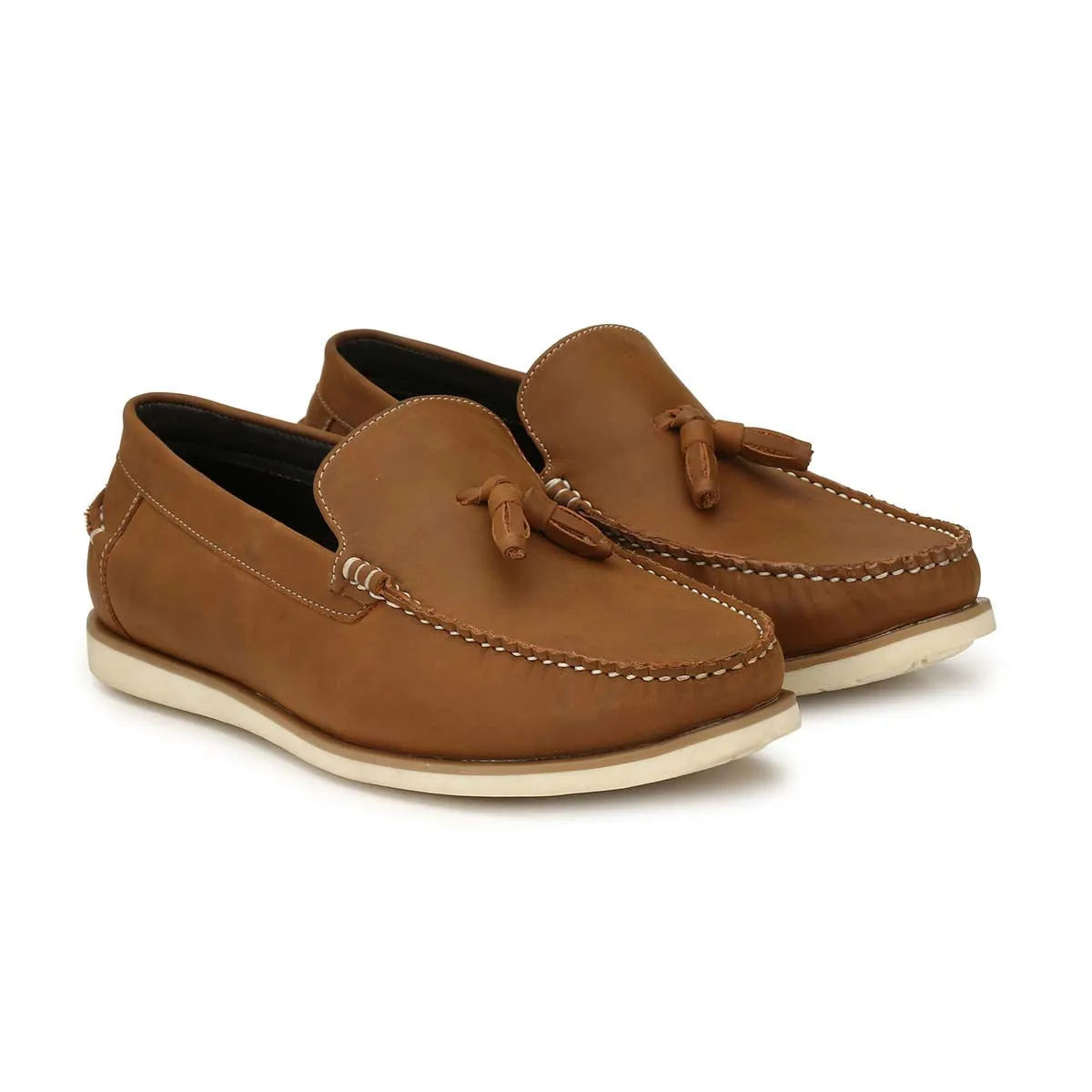 San Frissco Tan Casual Tassel Driving Shoe For Men Sandals Style