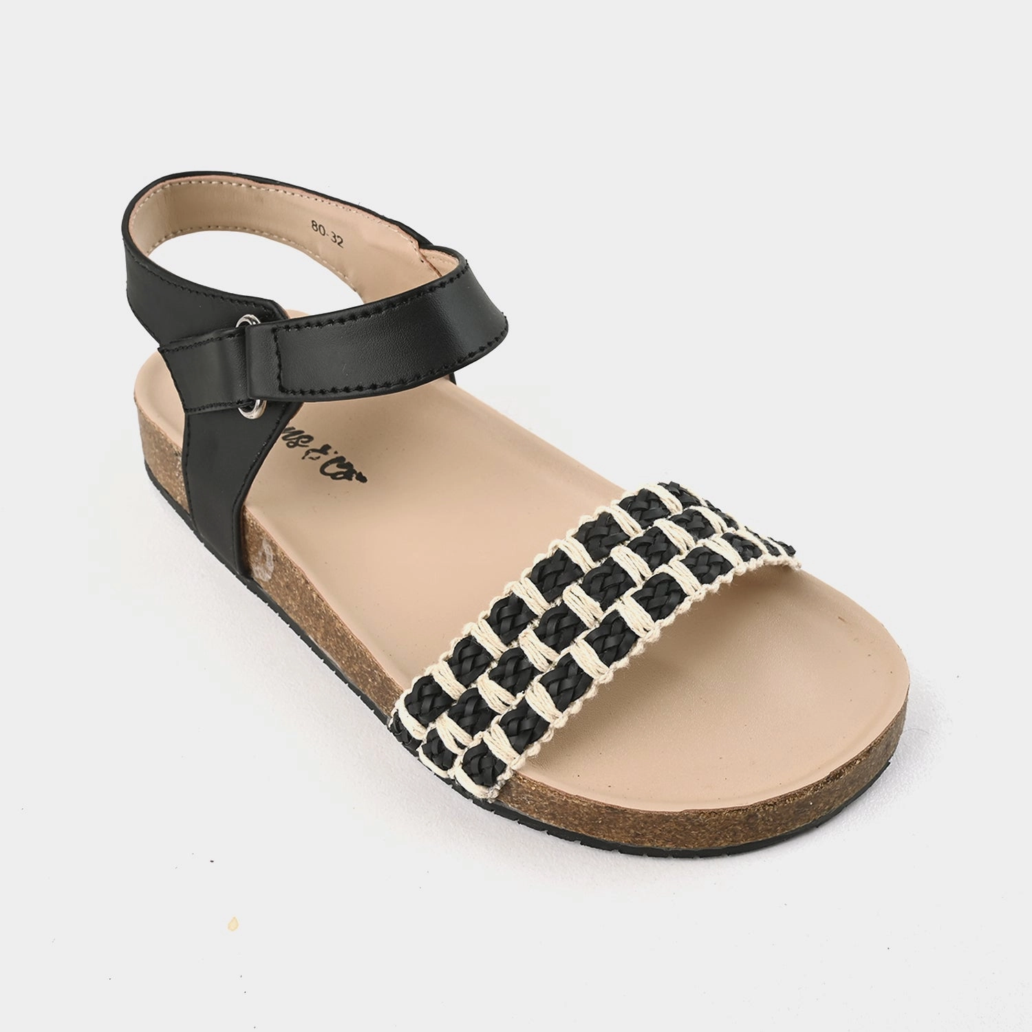 Teen Girls Sandal 80-32-BLACK Top Walking