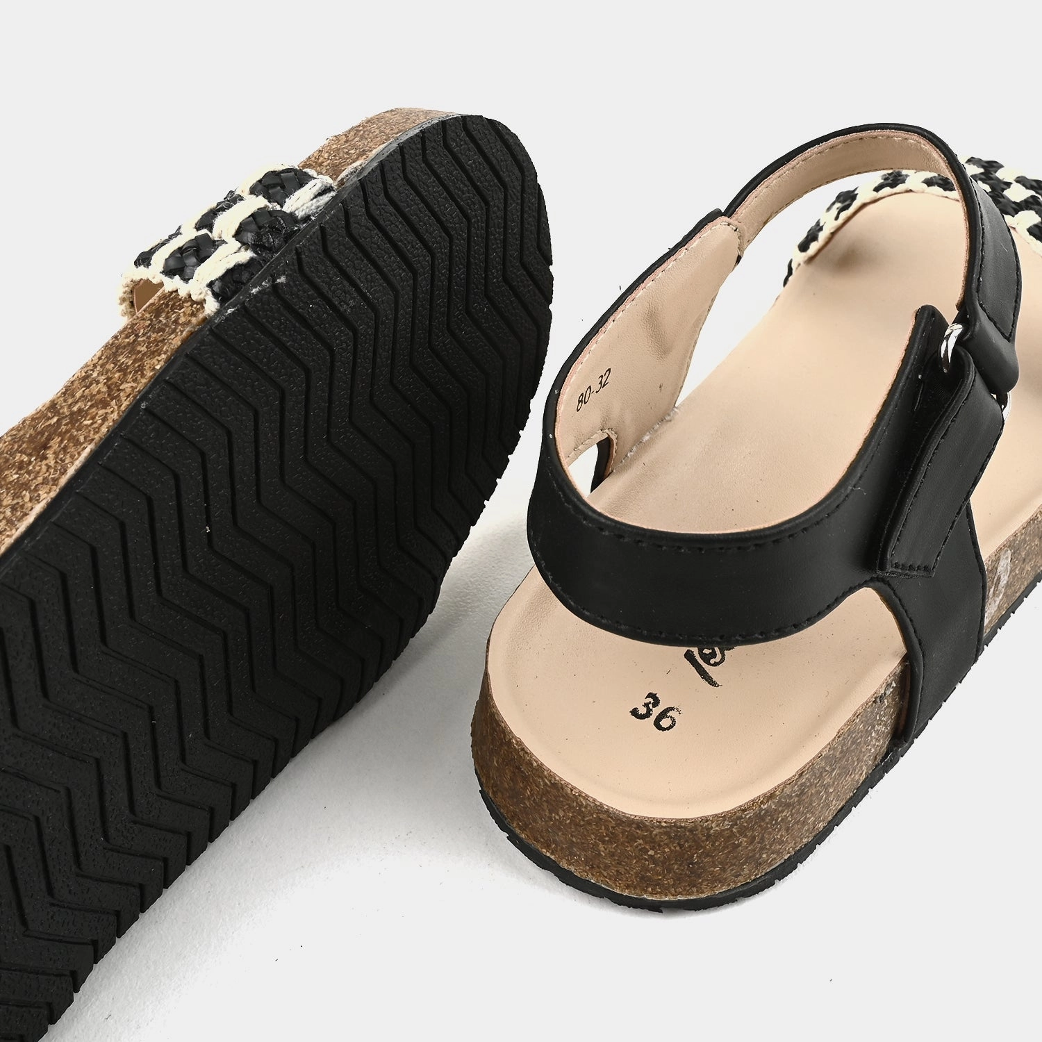 Teen Girls Sandal 80-32-BLACK Good Shoes For Walking