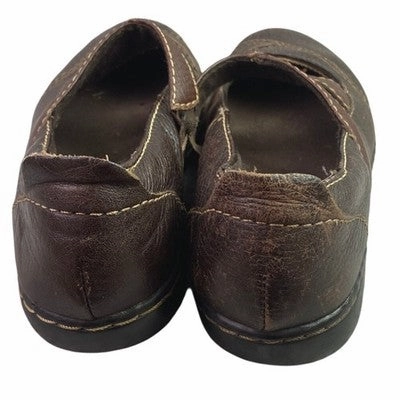 Retro 4 Casual Shoes Clarks Shoes Womens 8M Brown Leather Slip On Strappy Loafers