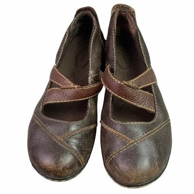 Clarks Shoes Womens 8M Brown Leather Slip On Strappy Loafers Casual Shoe Trend