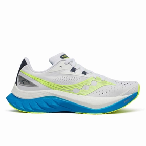Saucony Women's Endorphin Speed 4 (WHITE/VIZIBLUE) Good Running Shoes For Knees