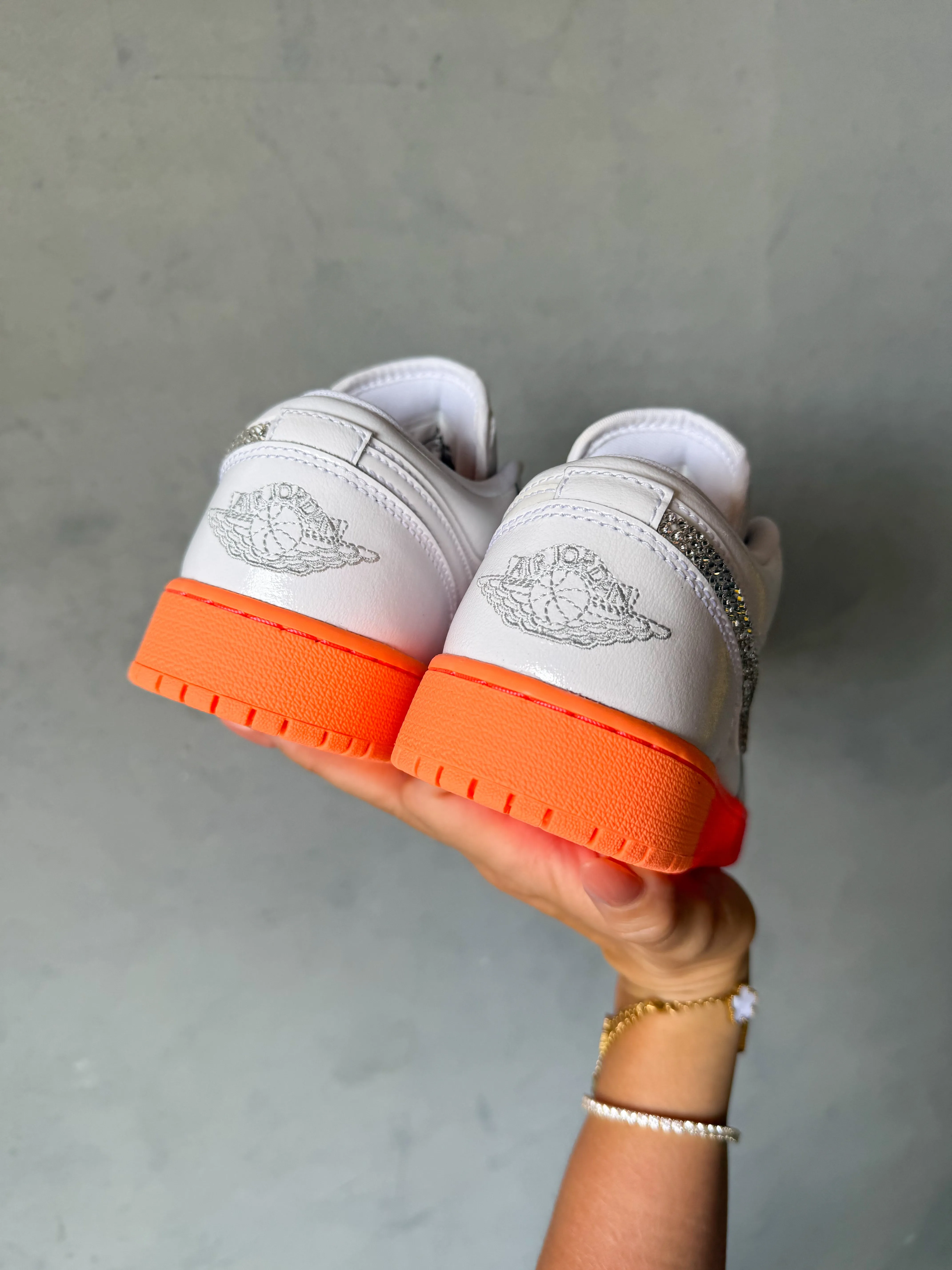 SIZE 7 RARE Sunrise Ombr Swarovski Womens Air Jordan 1 Low Shoes Adidas Courtflash Tennis Shoes