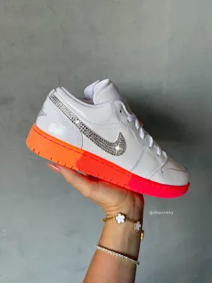 SIZE 7 RARE Sunrise Ombr Swarovski Womens Air Jordan 1 Low Shoes Adidas Puremotion Running Shoes