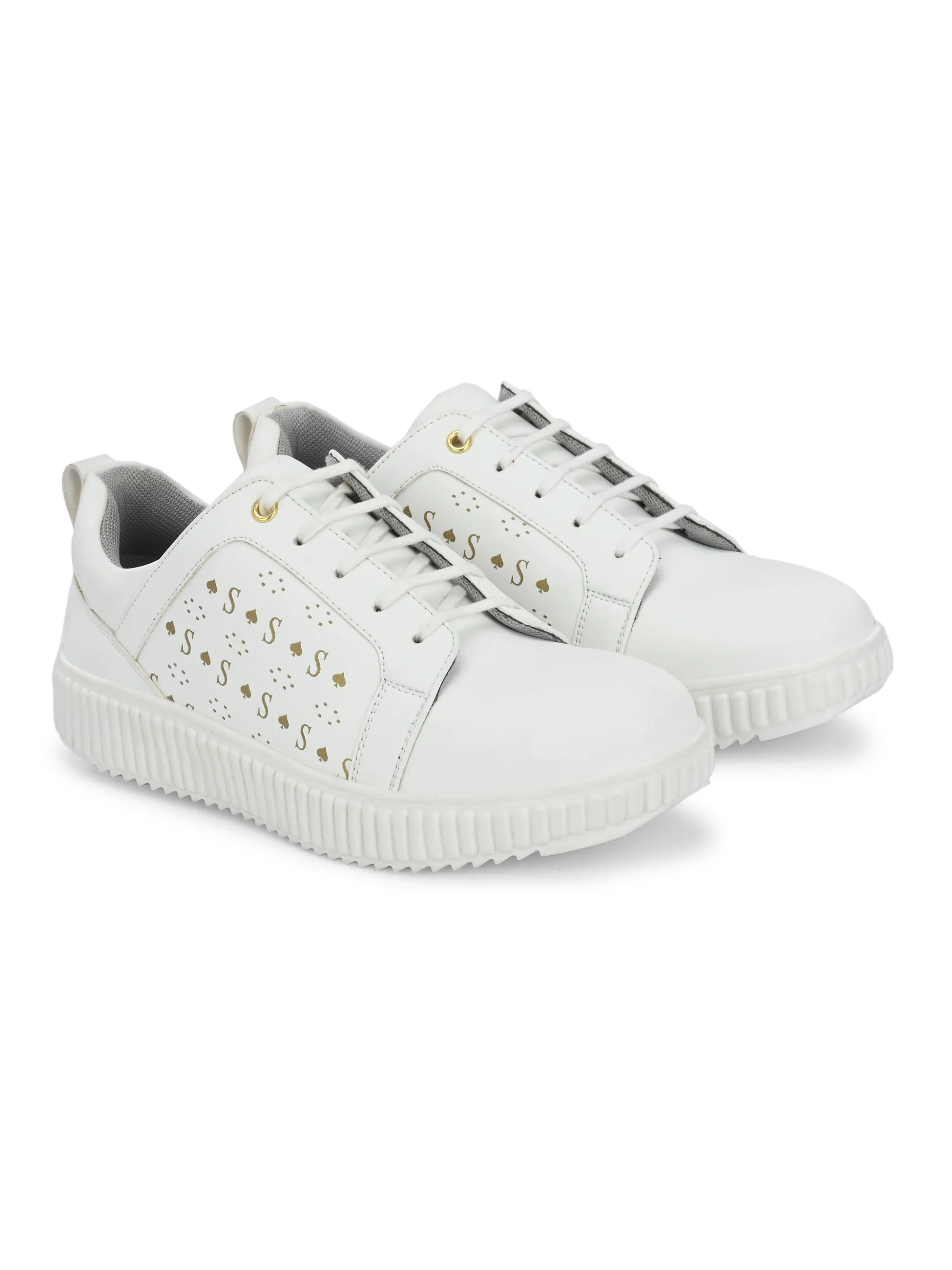 Sheen Women White Sneakers Leopard Platform Sneakers