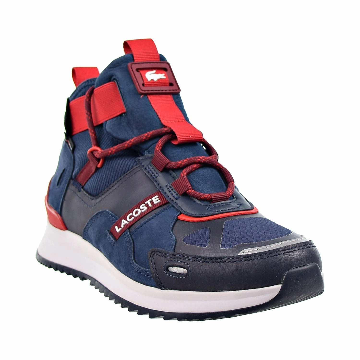 Wide Waterproof Hiking Shoes Lacoste Run Breaker 0521 1 SMA Men's Shoes Navy Blue-Rouge