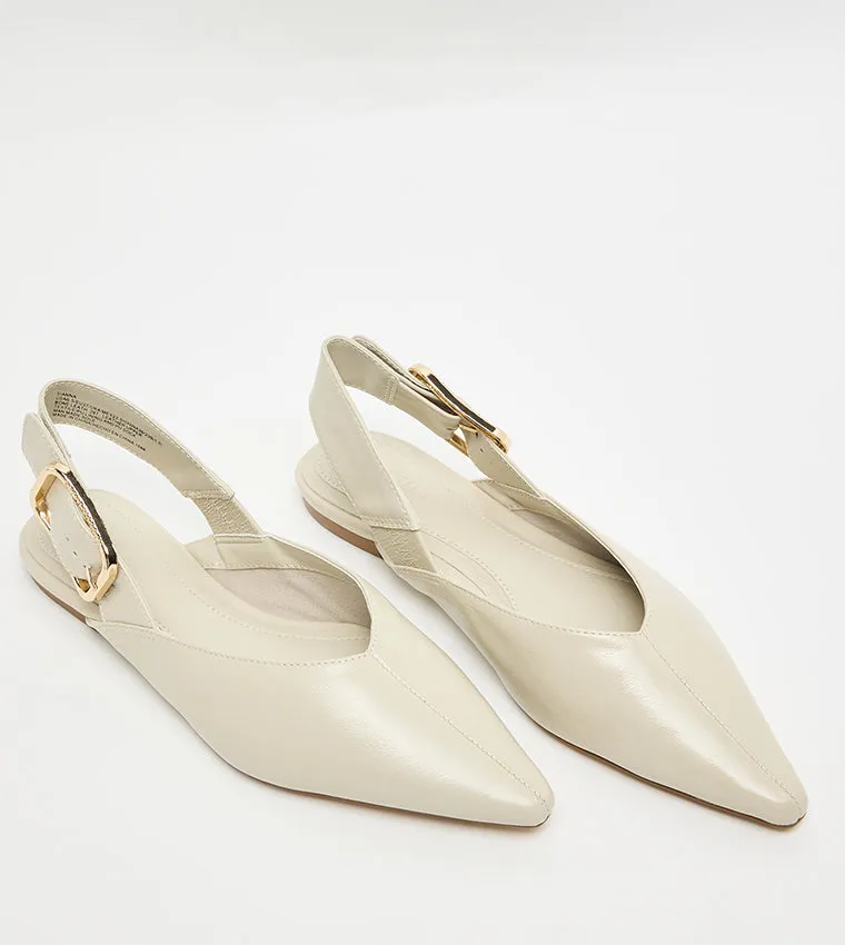 Flat Low Heel Wedding Shoes SIANNA BONE LEATHER HEELS