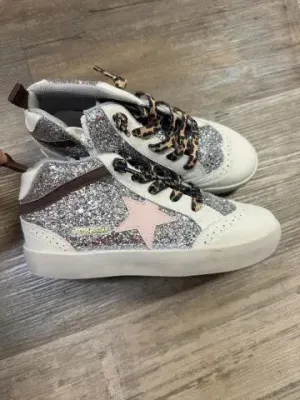 Silver glitter star high top Balenciaga Bouncer Sneakers