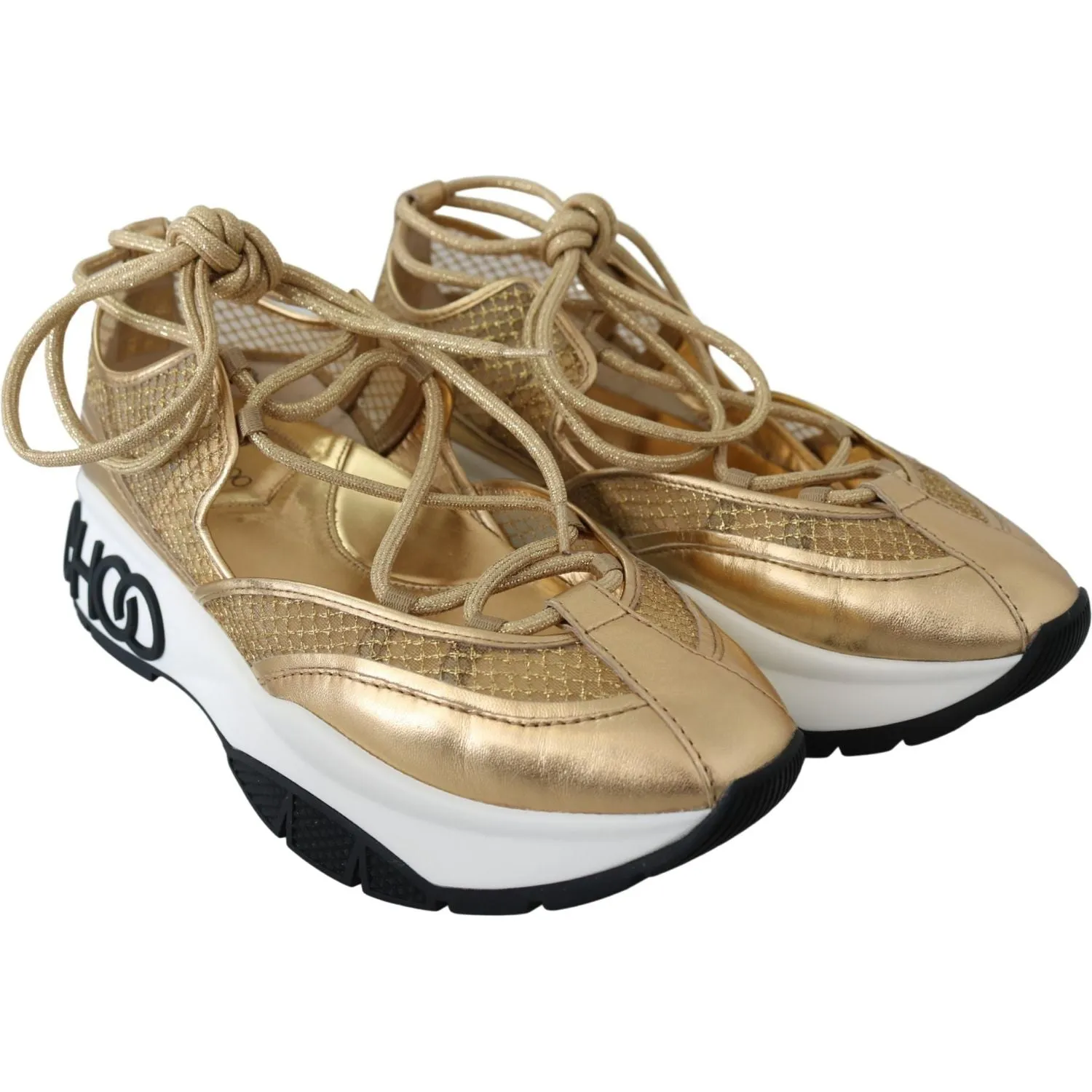 Sperry Sneakers On Sale Jimmy Choo Golden Glamour Mesh Leather Sneakers