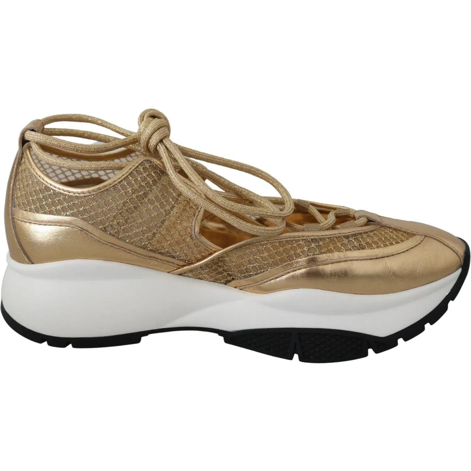Sneakers Slip Ons Jimmy Choo Golden Glamour Mesh Leather Sneakers
