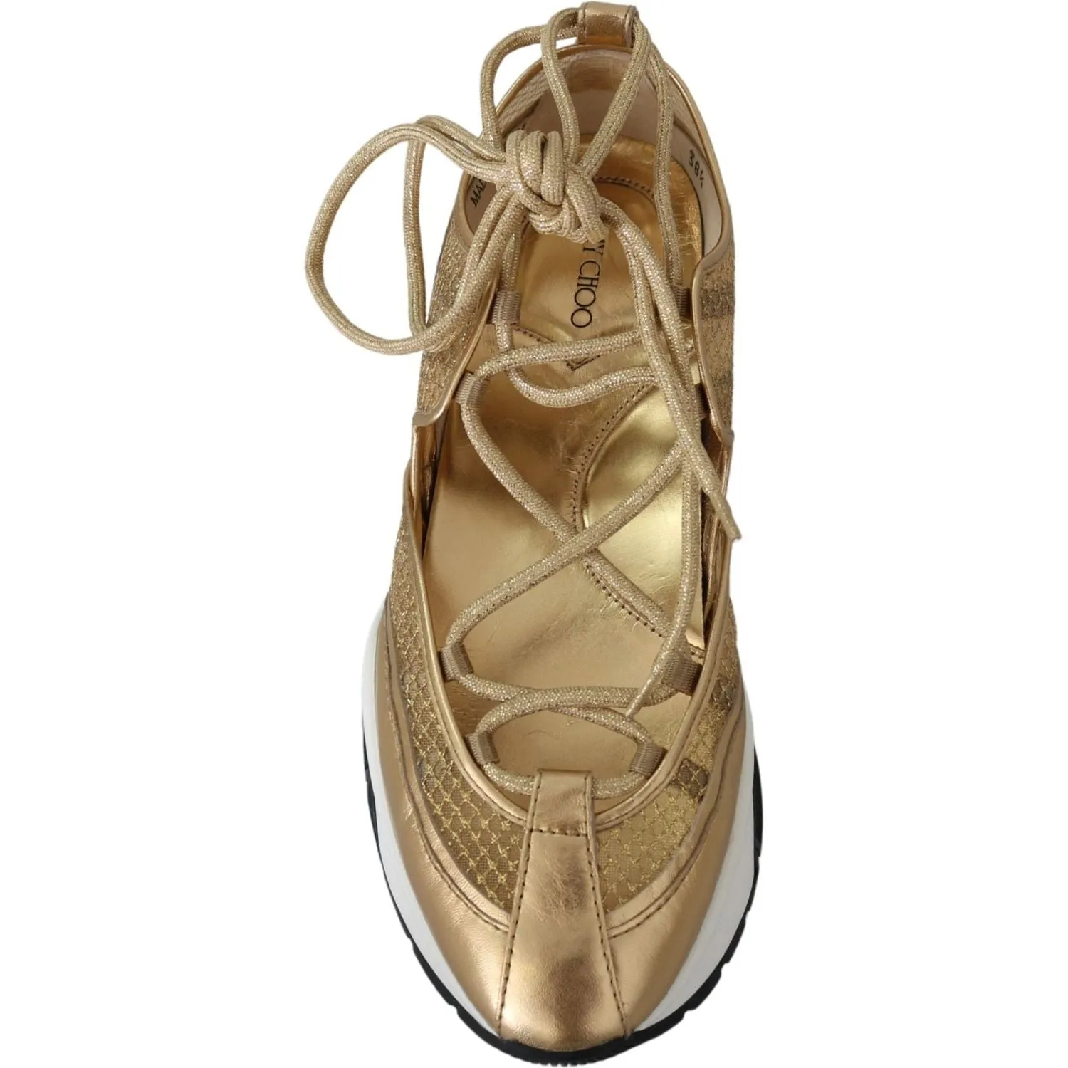 Jimmy Choo Golden Glamour Mesh Leather Sneakers Academy Sports Sneakers