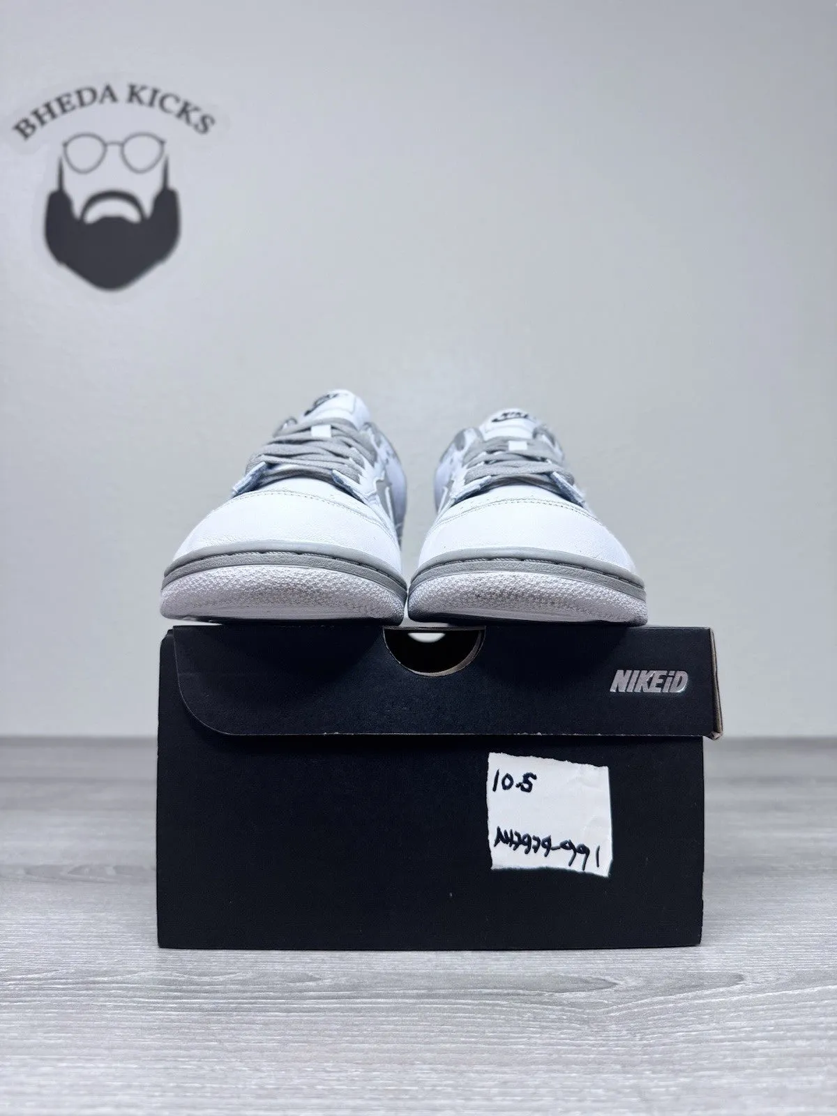 Size 10.5 - Nike Dunk Low By You Nike ID White Grey Dunk AH7979-992 Closeout Asics Running Shoes