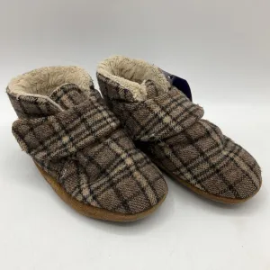 Nordstrom Slippers Size 5: Brown Plaid 50% Wool Velcro Slippers