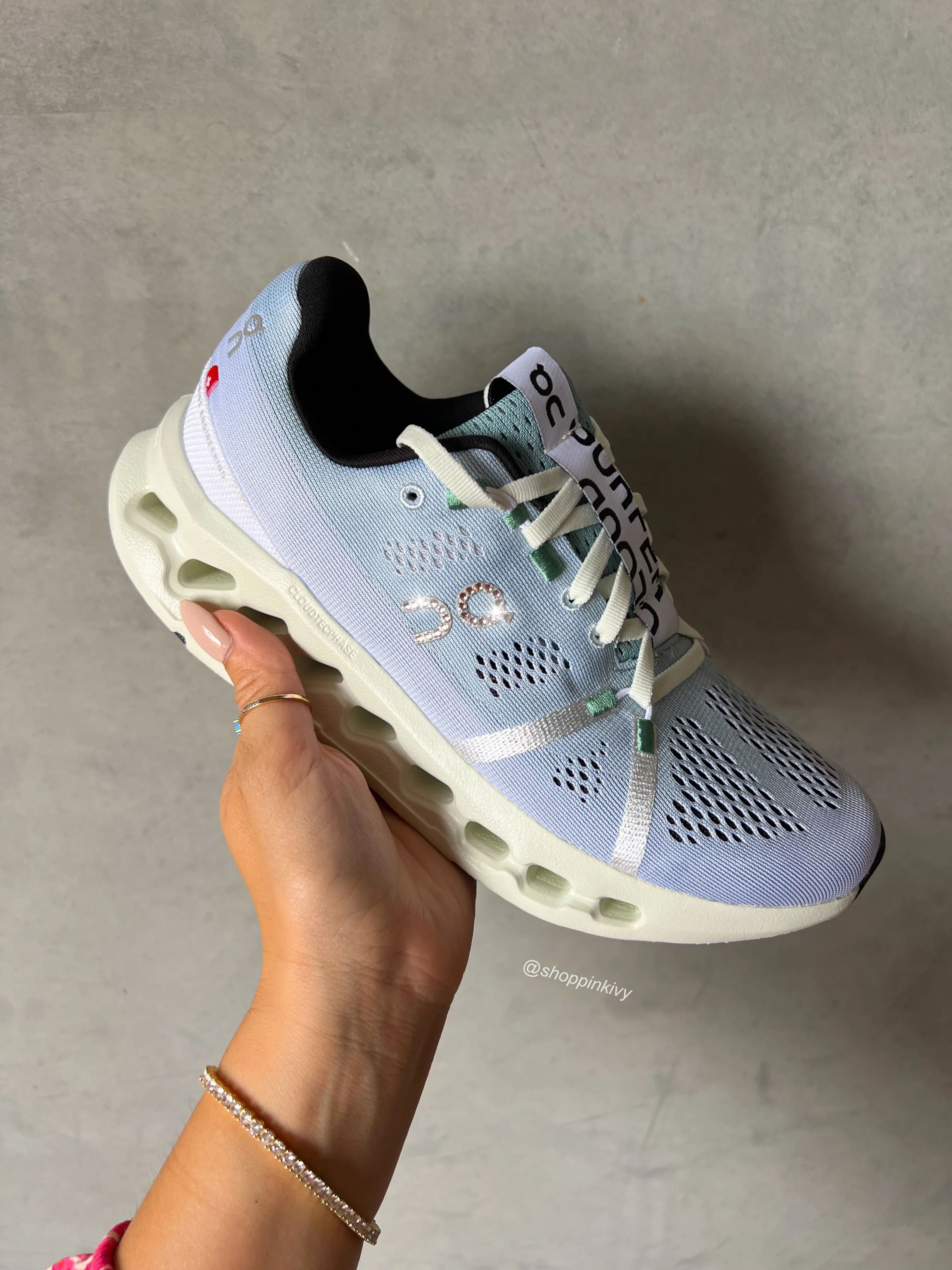 SIZE 7.5 Blue Ombre Swarovski On Cloudswift Running Shoes Milestone Running Shoe Store