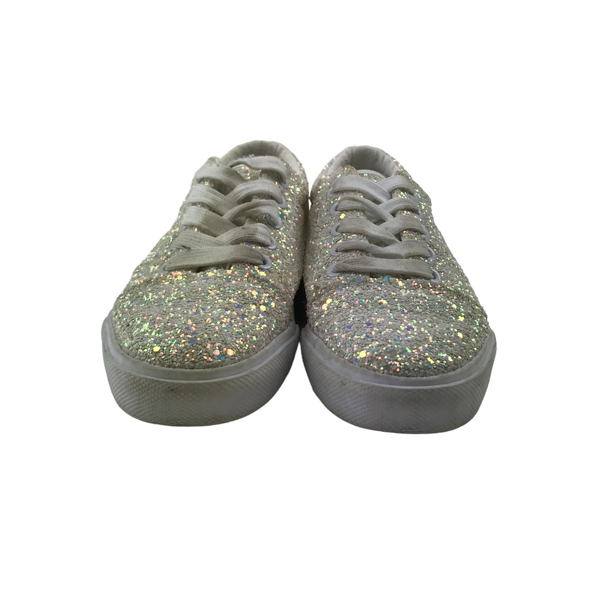 Asics Gel-ii30 Shoes Matalan Trainers Size 1 White Glittery Laced