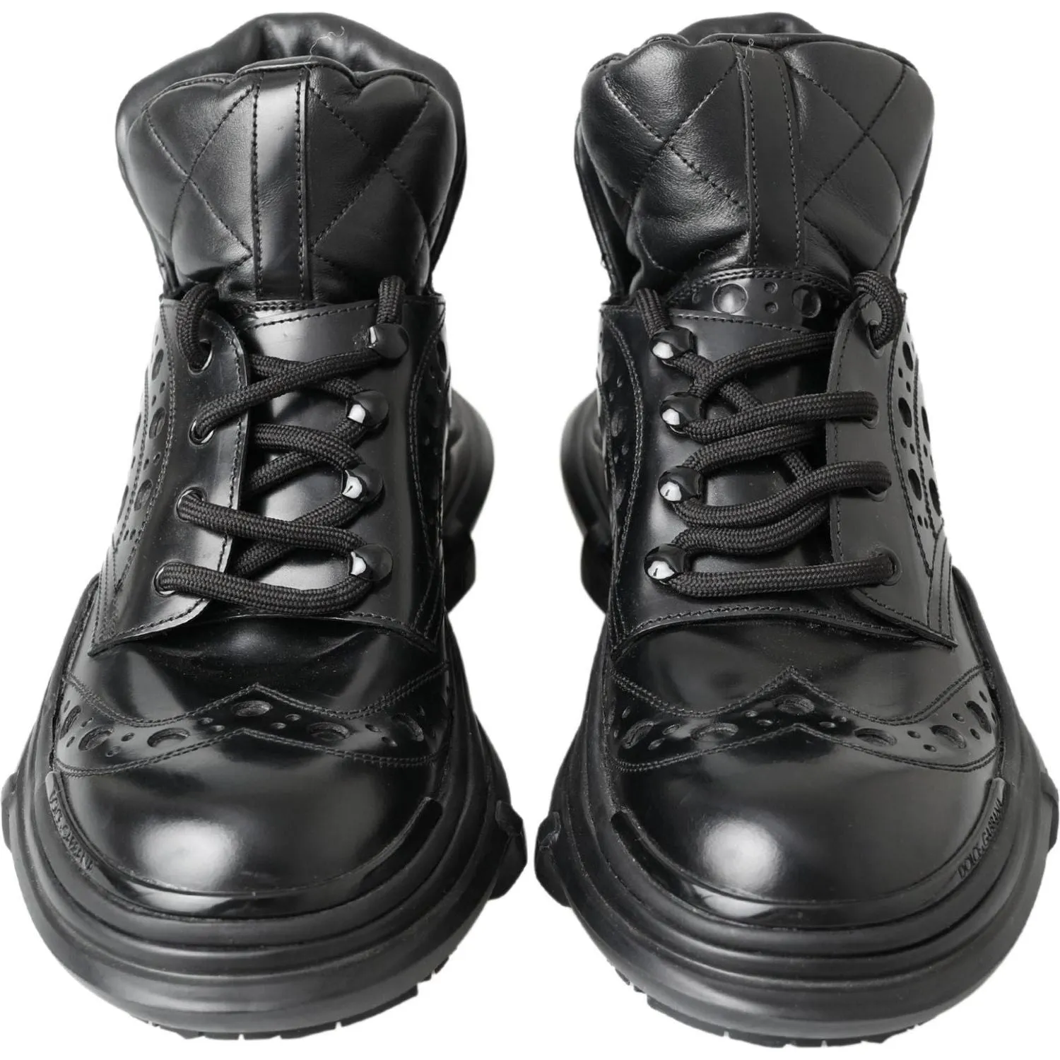 Dolce & Gabbana Black Leather Ankle Casual Boots Leather Motorbike Boots