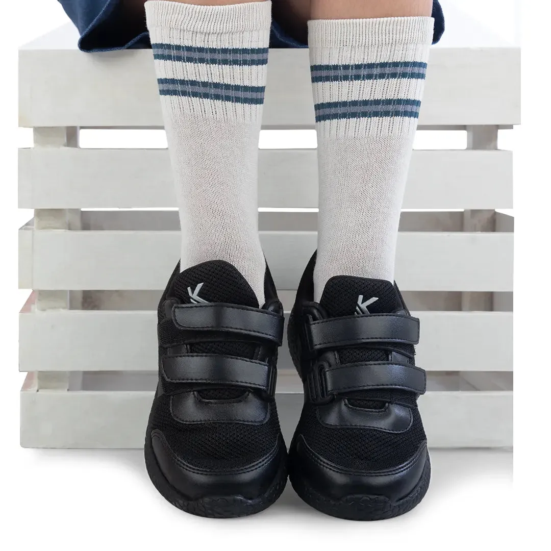 Skudo - Dual Strap Black School Shoes For Supination  Best Walking