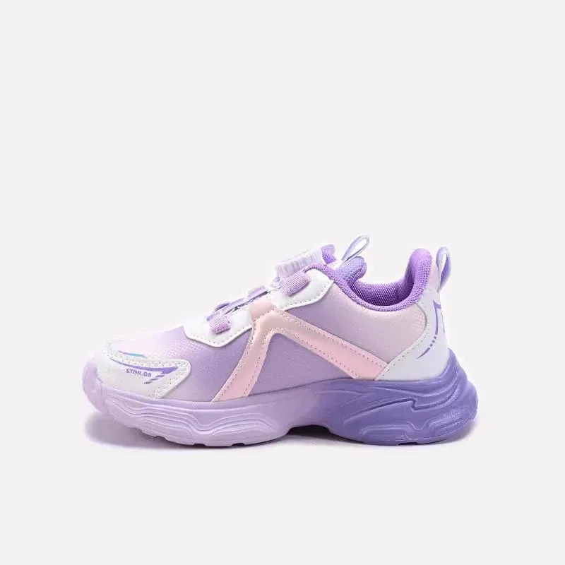 Woven Leather Flat Shoes Baby Girls Purple Joggers 0750216