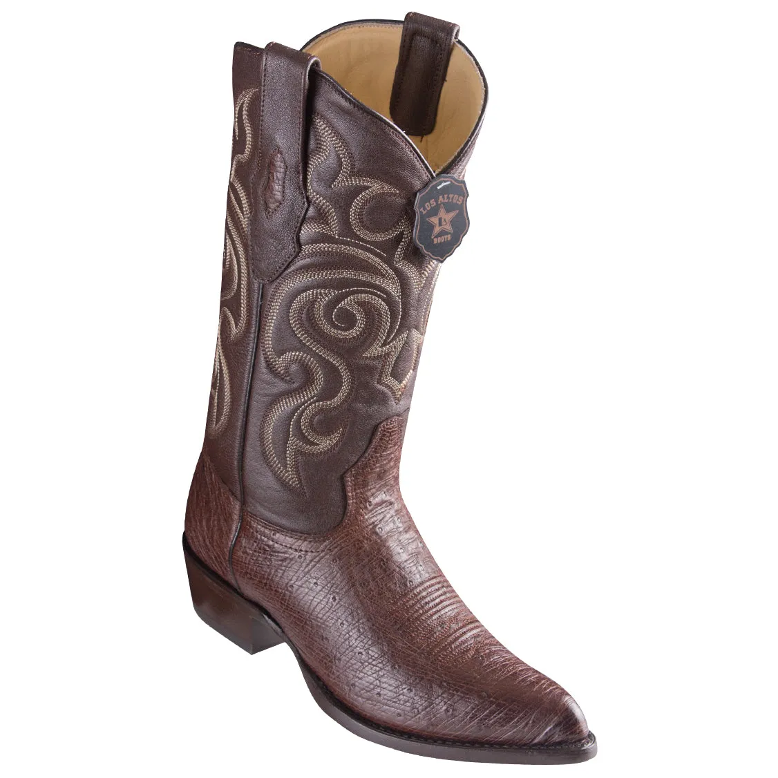 Stiletto Heeled Boots Smooth Ostrich Brown Cowboy Boots J-Toe