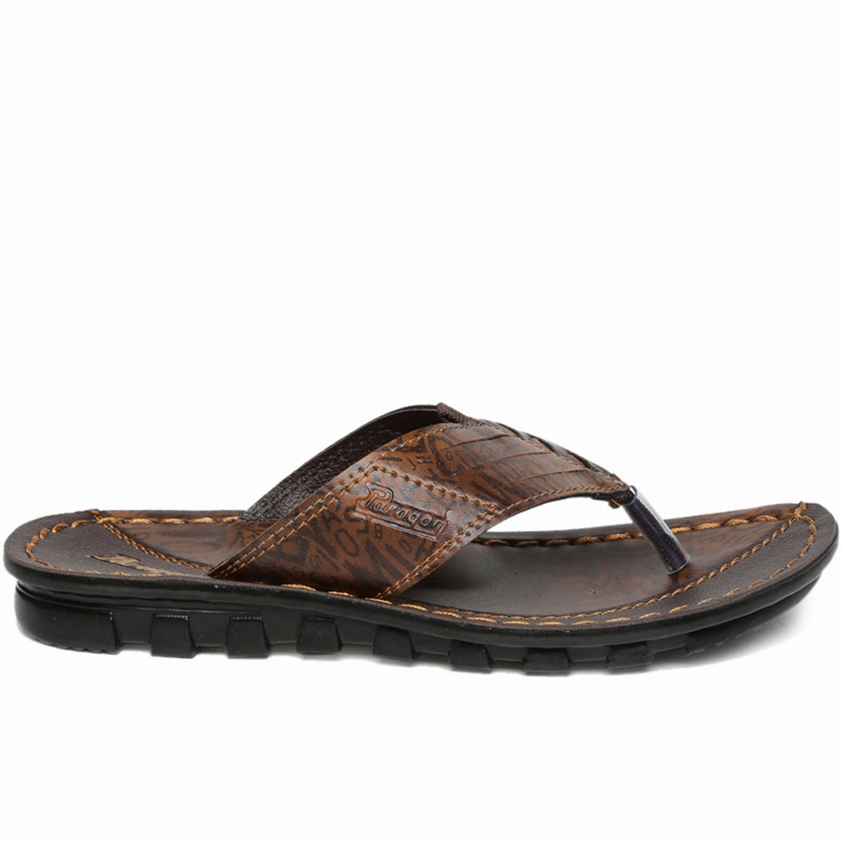 Men's Brown Vertex Flip-Flops Crystal Wedge Flip Flops