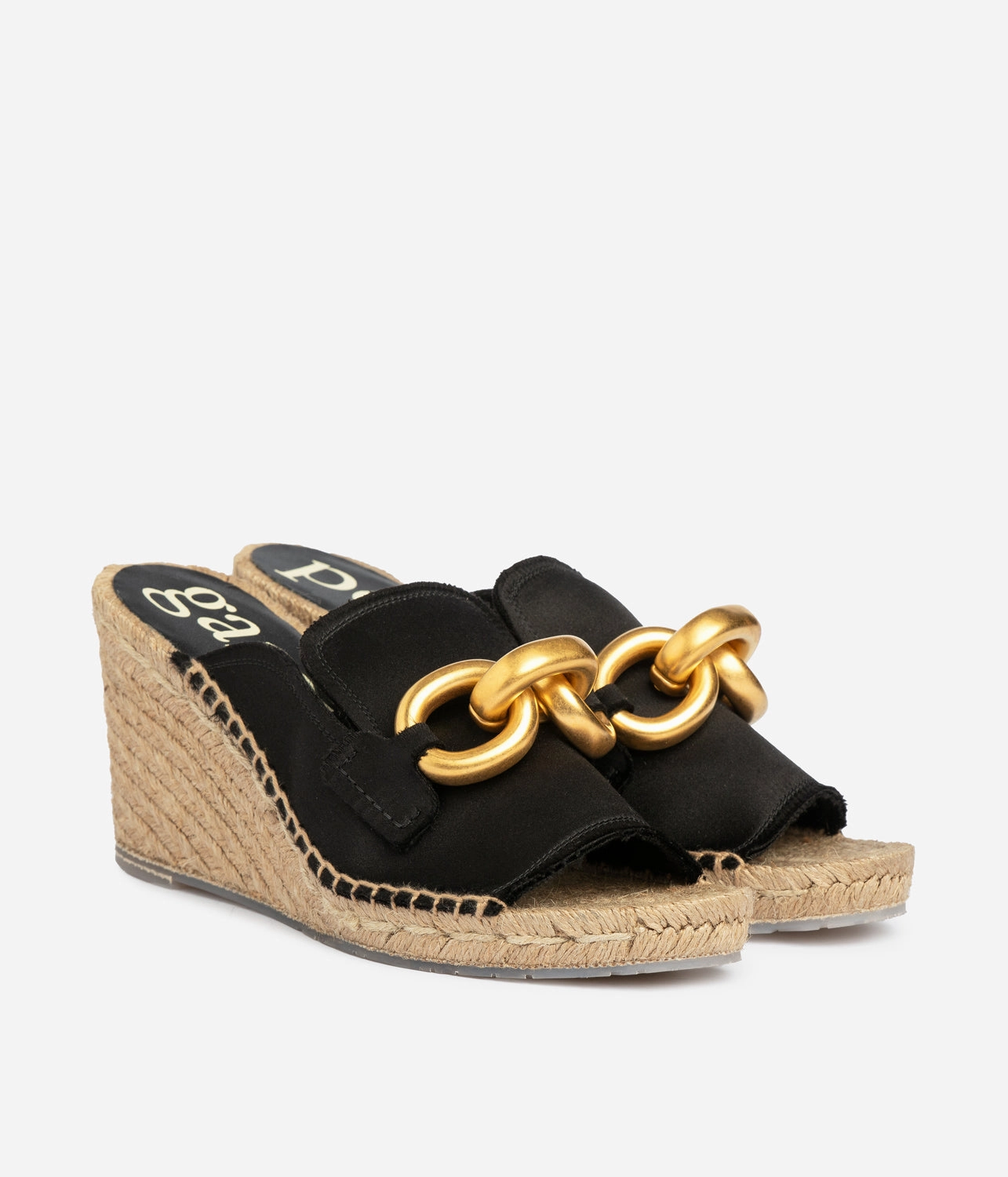 oliveta / black satin-gold Burberry Espadrilles