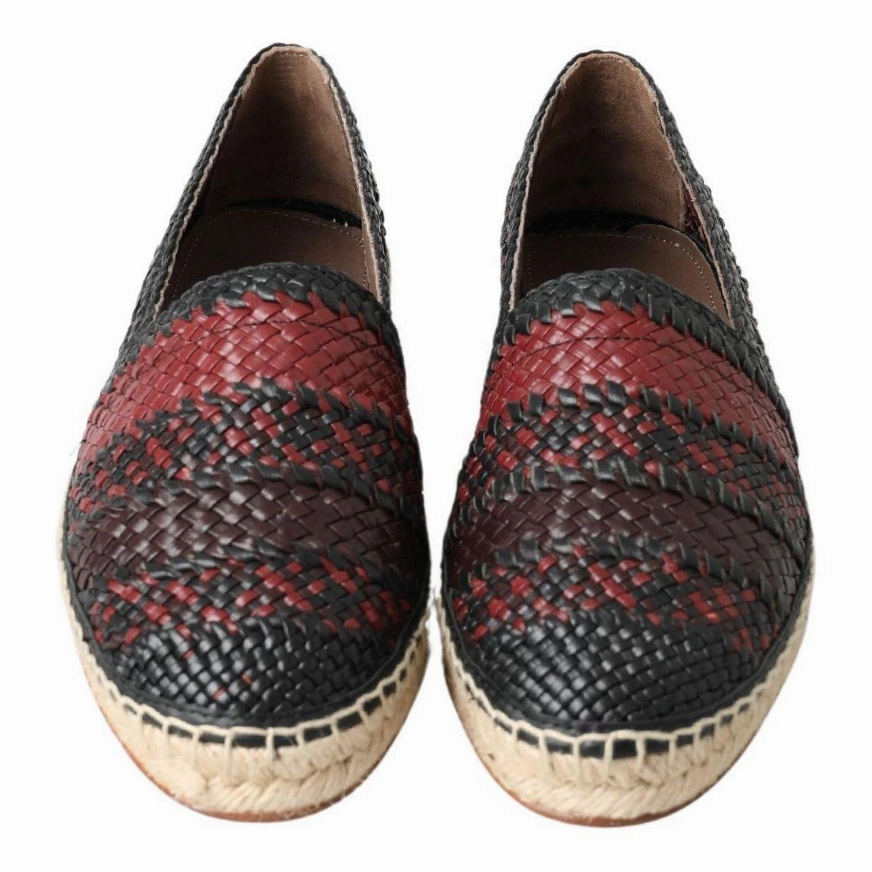 Dolce & Gabbana Black Bordeaux Buffalo Leather Espadrille Shoes Carolina Lace Up Espadrille