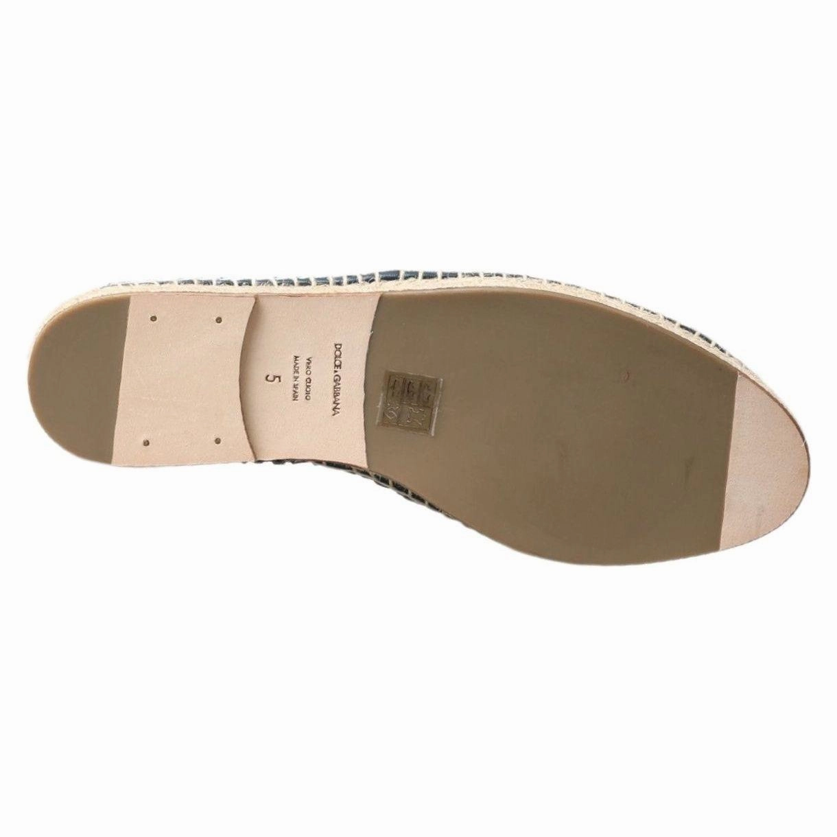 Dolce & Gabbana Blue Gray Leather Buffalo Espadrille Shoes Espadrilles Canada