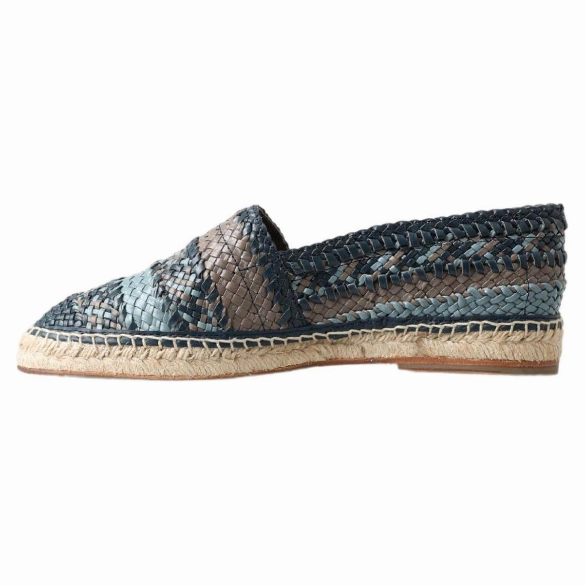 Dolce & Gabbana Blue Gray Leather Buffalo Espadrille Shoes Carina Canvas Espadrilles