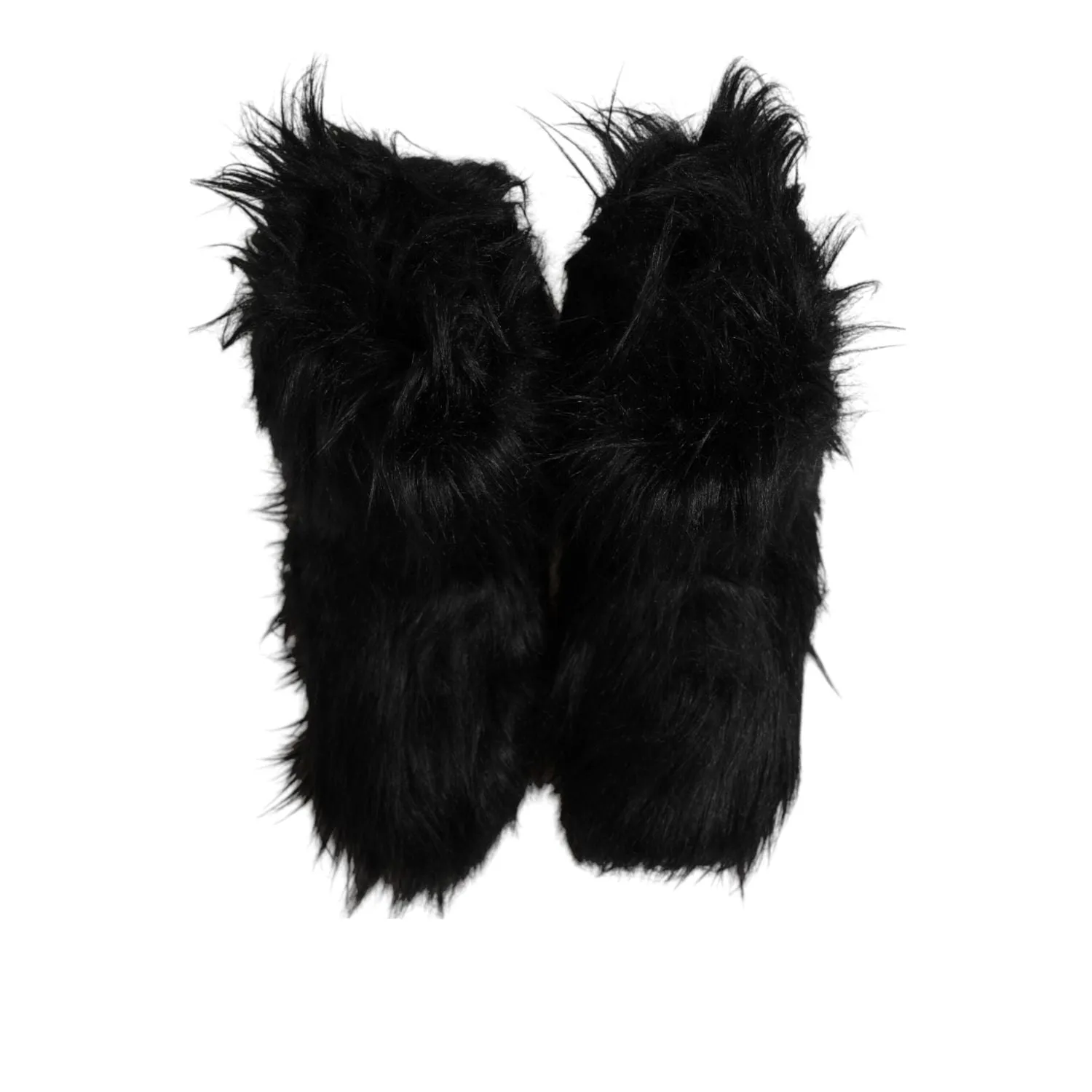 Dolce & Gabbana Black Faux Fur Mid Calf Boots Shoes Feet And Running Shoes