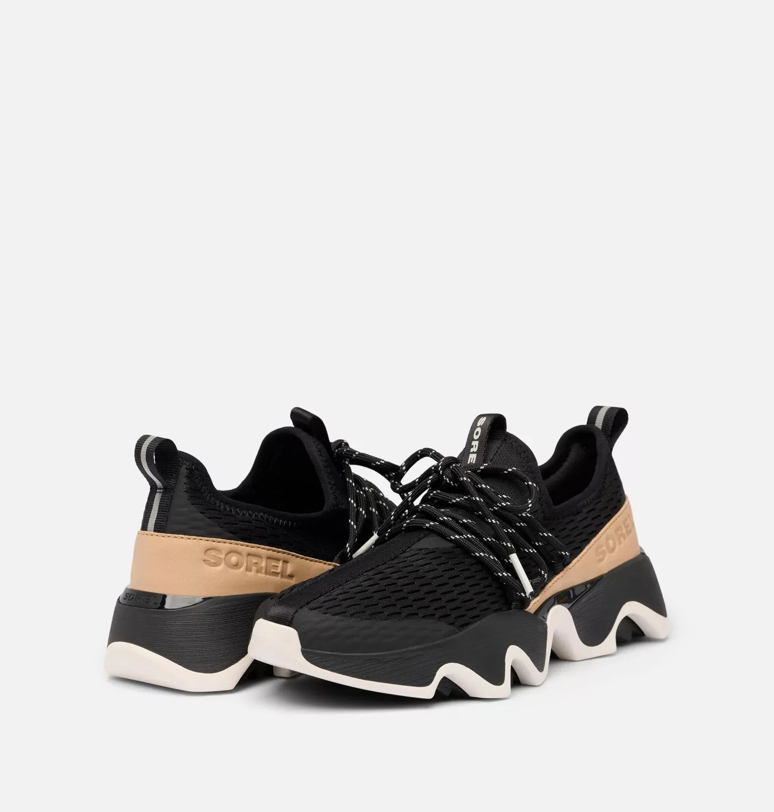 Cross Mark Waterproof Chukka Sorel Women's KINETIC Impact II Lace Sneaker | Black - Honest Beige