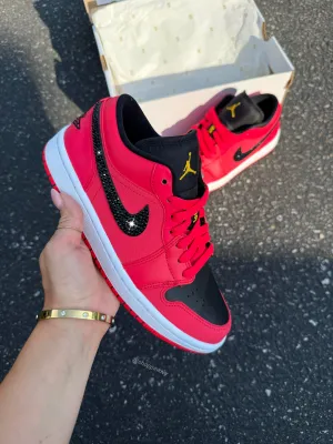 RARE Neon Red Swarovski Womens Air Jordan Retro 1 Low Shoes Adidas Adizero Select 2.0 Basketball Shoes