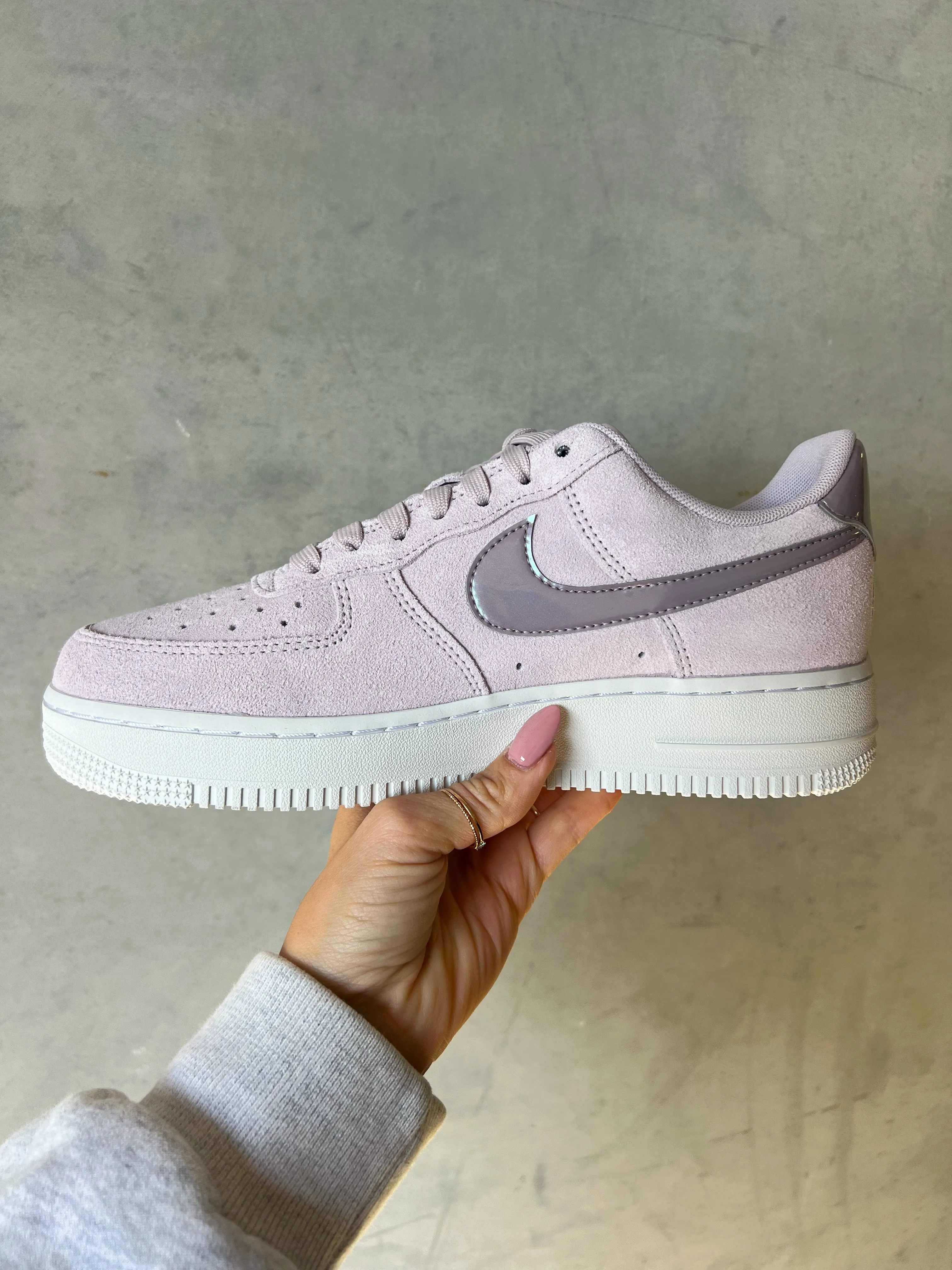 Lilac Iridescent Suede Swarovski Womens Nike Air Force One Adidas Cdg Shoes