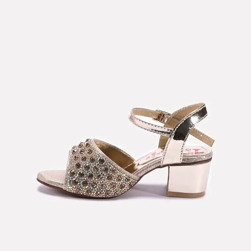 Baby Girls Gold Fancy Sandals 0720958 Shoes Woven Flats