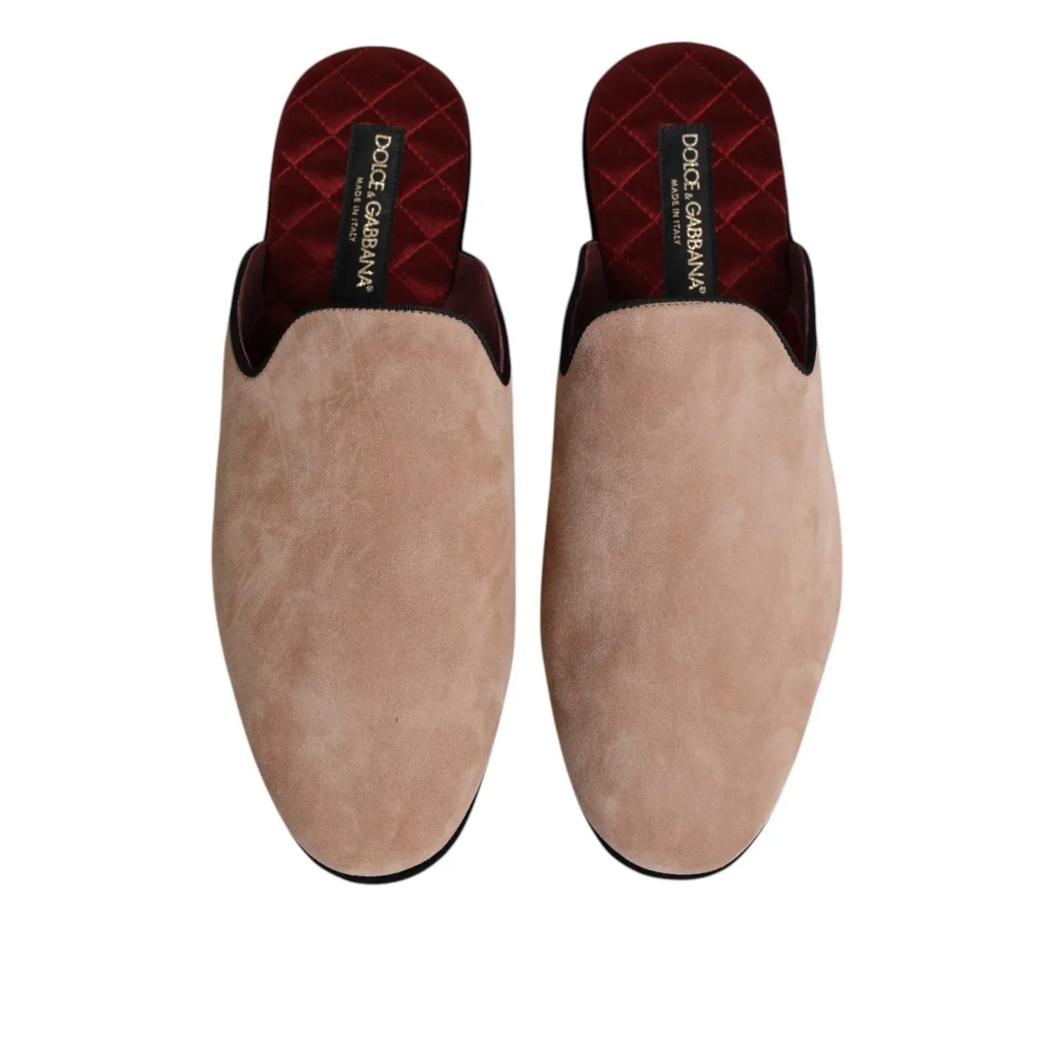 Shoes For Narrow Flat Feet Dolce & Gabbana Beige Suede Leather Slides Flat Slipper Shoes
