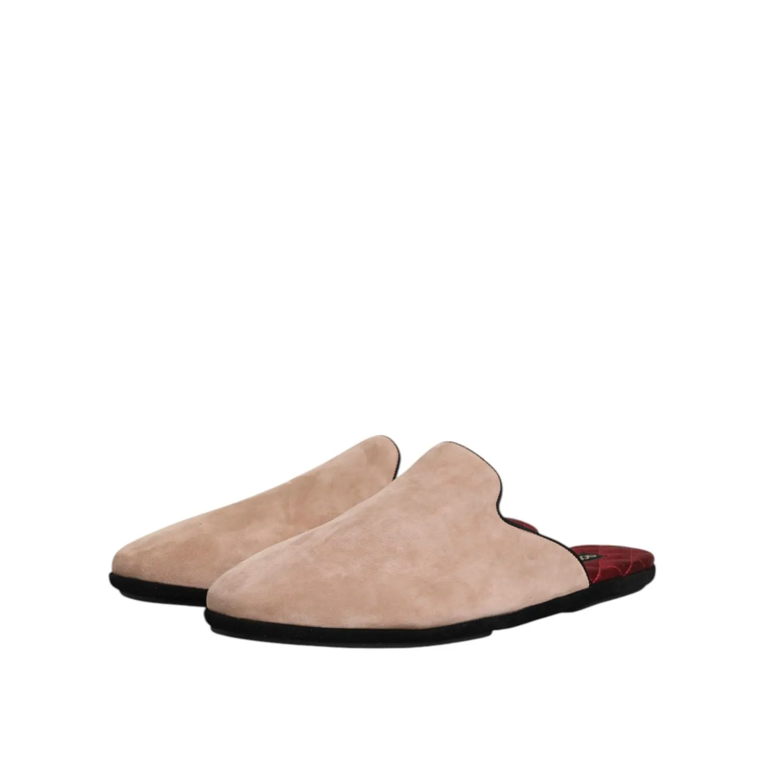 Dolce & Gabbana Beige Suede Leather Slides Flat Slipper Shoes Good Running Shoes For Flat Footed People